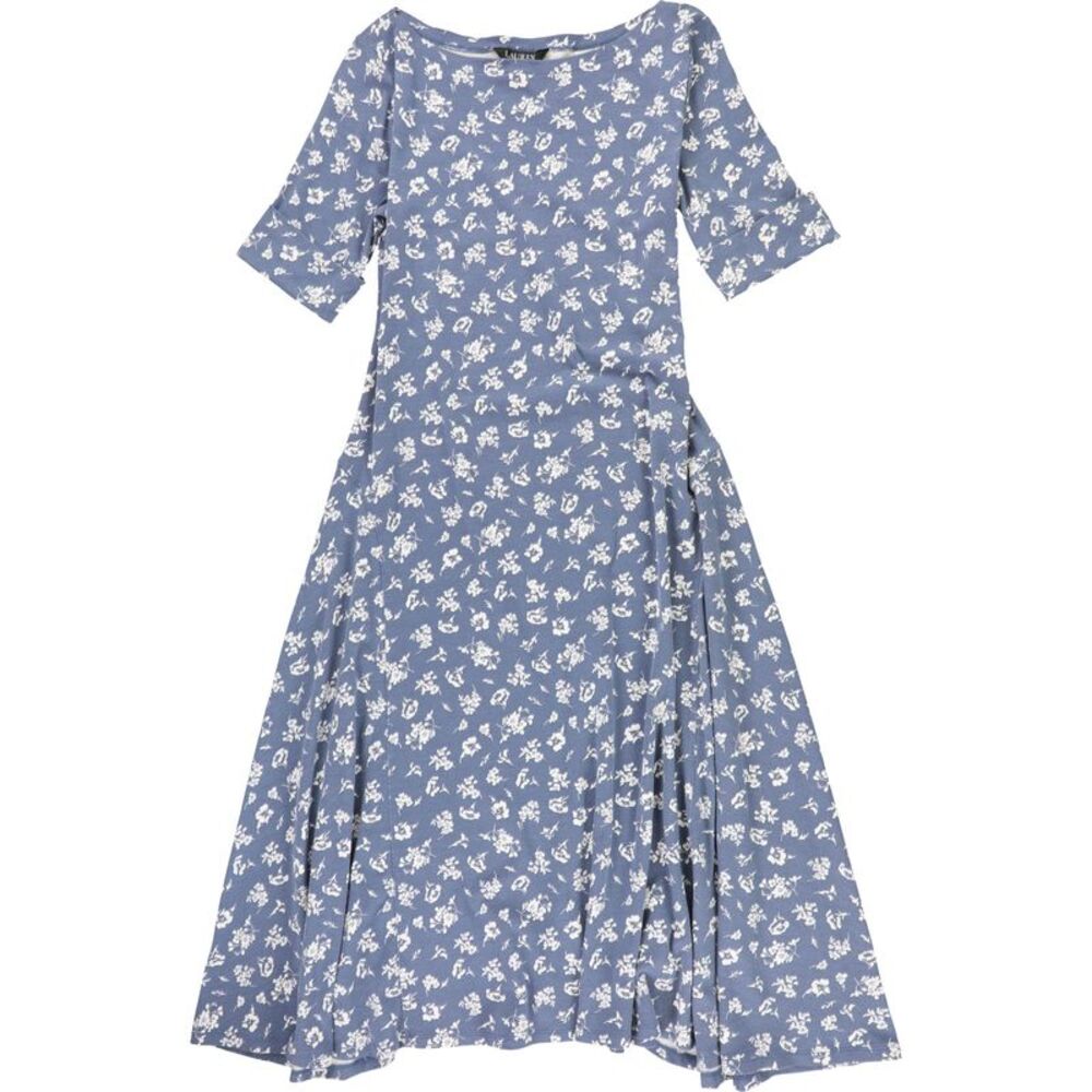Ralph Lauren Womens Floral Stretch Cotton Polo Midi A-line Dress, NWT
